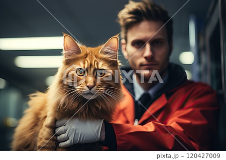 Cat patient in veterinary clinic, cat and veterinarian. Cat patient in veterinary clinic, cat and veterinarian. 120427009