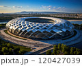 Top view of a large football arena in a big city. 120427039