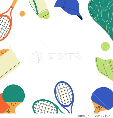 Pattern with tennis. Frame with tennis elements with place for text. Vector illustration. 120427197