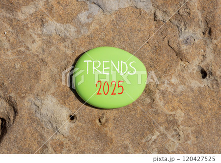 Planning trends 2025 new year symbol. Concept words Trends 2025 on beautiful green stone. Beautiful brown stone background. Business trends 2025 new year concept. Copy space. Planning trends 2025 new year symbol. Concept words Trends 2025 on beautiful green stone. Beautiful brown stone background. Business trends 2025 new year concept. Copy space. 120427525