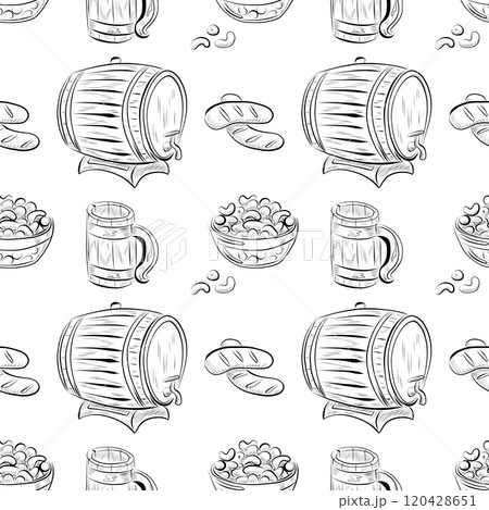 vector seamless pattern line art elements beer bar 120428651