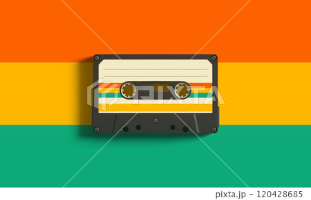 Colorful Retro Cassette Tape Background 120428685