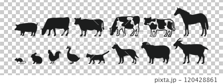 Farm animals silhouette set Farm animals silhouette set 120428861