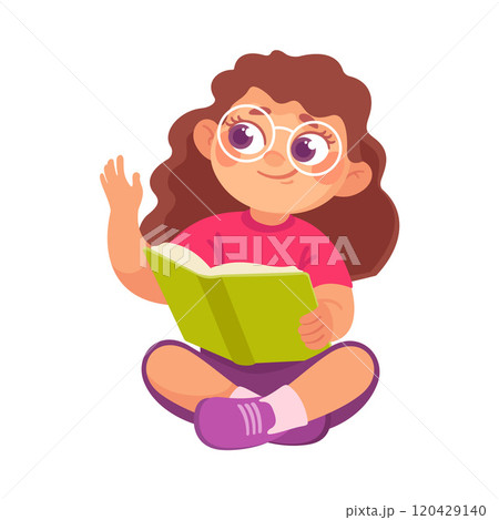 Pretty Girl Reading Book Engaged in Recreation Activity Vector Illustration Pretty Girl Reading Book Engaged in Recreation Activity Vector Illustration 120429140