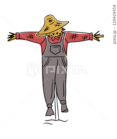 Hand drawn contour scarecrow illustration 120429359
