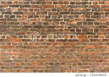 Old red brick wall with different shades. Texture of a brick wall 120429620