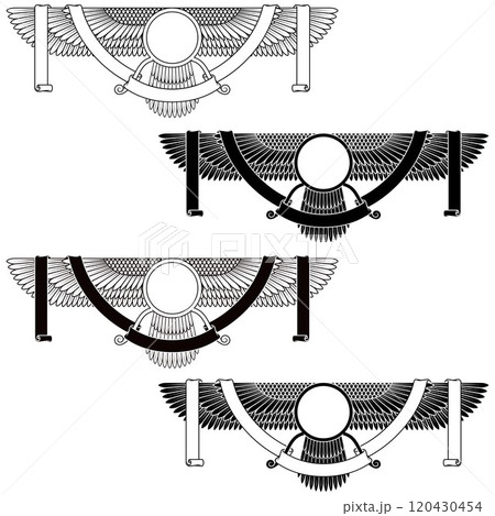 Zoroastrian winged solar disk with ribbon 120430454