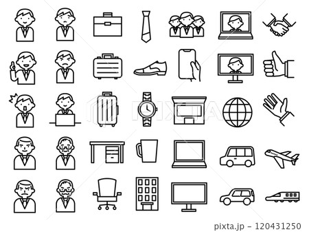 働く男性会社員のアイコンセット 120431250