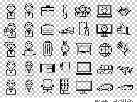 働く男性会社員のアイコンセット 120431250