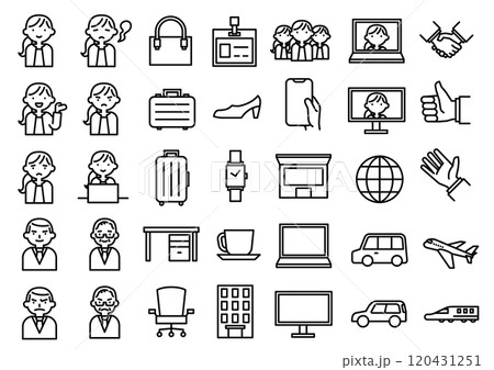 働く女性会社員のアイコンセット 120431251
