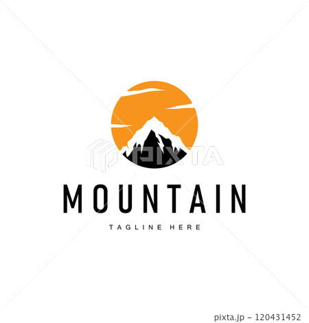Mountain Logo, Mountain Adventure with Silhouette Model in Simple Modern Style Vector Design for Company and Product Brand Mountain Logo, Mountain Adventure with Silhouette Model in Simple Modern Style Vector Design for Company and Product Brand 120431452