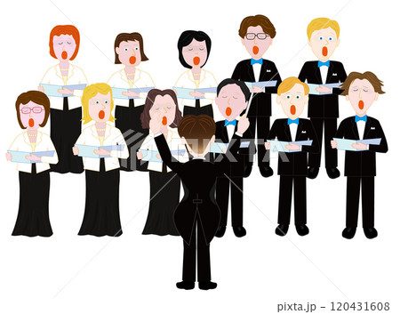 コーラスを楽しむ人たちのイラスト素材です。 120431608