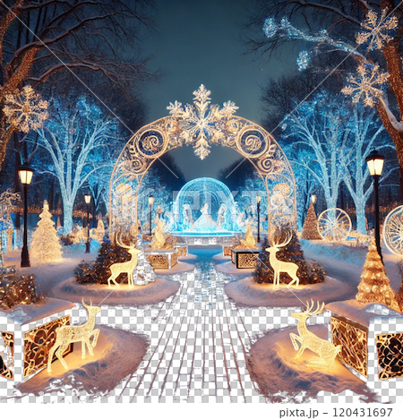 冬の煌びやかなシンメトリー風イルミネーション 冬の煌びやかなシンメトリー風イルミネーション 120431697