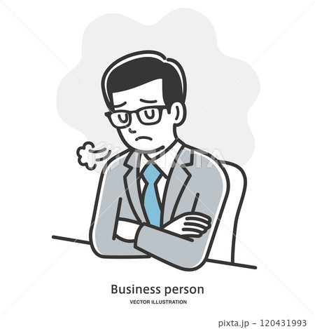 ため息をつき落ち込む男性会社員 ため息をつき落ち込む男性会社員 120431993