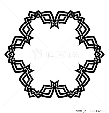 Vector round ornament. Decorative vintage ethnic pattern for tattoo or logo. Celtic knots frame. Scandinavian traditional ornament 120432392