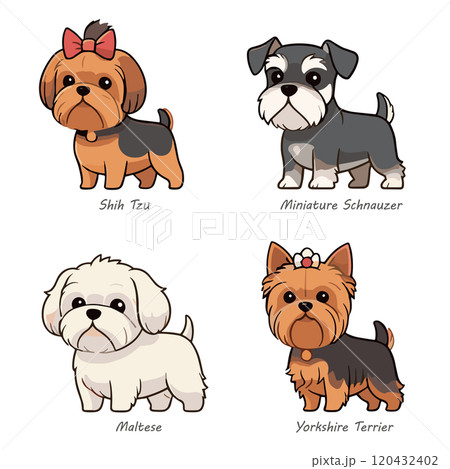 小型犬4種の全身イラスト 120432402