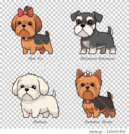 小型犬4種の全身イラスト 120432402
