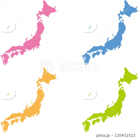 日本地図4色セット（47都道府県をデータ分離もできます） 120432522