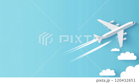 旅行イメージ　飛行機で飛び立つ 120432651