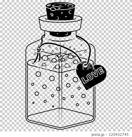 Glass bottle with love potion for Valentine's Day 120432745
