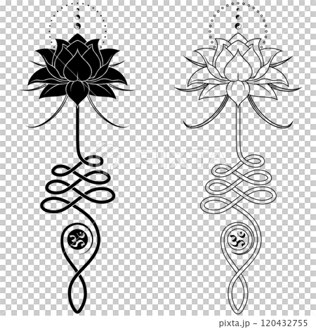 Lotus Flower with Unalome hindu symbol Lotus Flower with Unalome hindu symbol 120432755