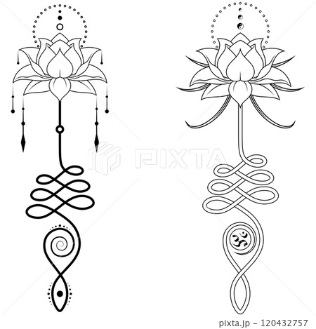 Lotus Flower with Unalome hindu symbol Lotus Flower with Unalome hindu symbol 120432757