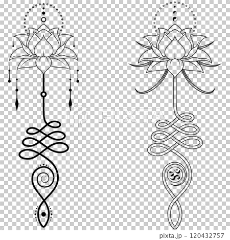 Lotus Flower with Unalome hindu symbol Lotus Flower with Unalome hindu symbol 120432757
