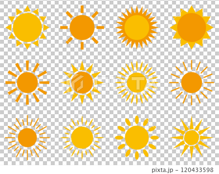 太陽簡單圖示圖集向量 120433598