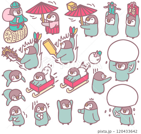 年賀状素材 動物 ペンギン キャラクターイラスト 年賀状素材 動物 ペンギン キャラクターイラスト 120433642
