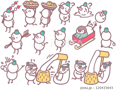年賀状素材 雪だるま キャラクターイラスト 年賀状素材 雪だるま キャラクターイラスト 120433643