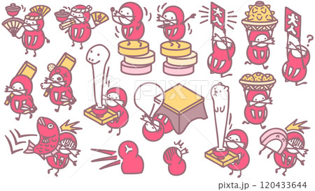 年賀状素材　ダルマ　キャラクターイラスト 120433644