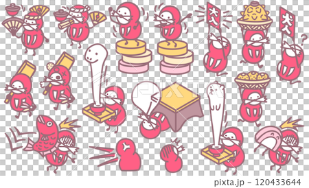 年賀状素材　ダルマ　キャラクターイラスト 120433644