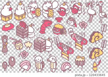 New Year's card material, lucky charms, character illustrations 120433645