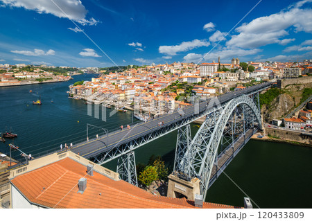 View of Porto city, Portugal, on sunset 120433809