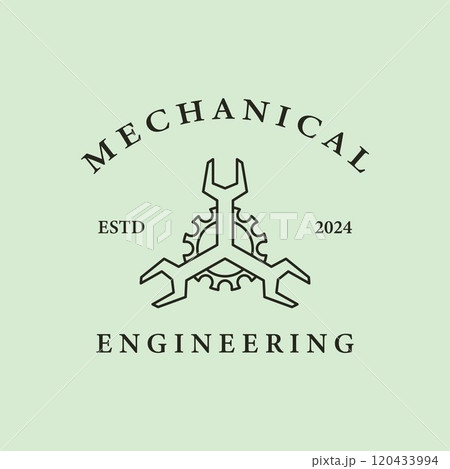 Minimalist Key Logo, Engineering Mechanic Tool Vector Design, Automotive Garage Concept Line Art Illustration Minimalist Key Logo, Engineering Mechanic Tool Vector Design, Automotive Garage Concept Line Art Illustration 120433994