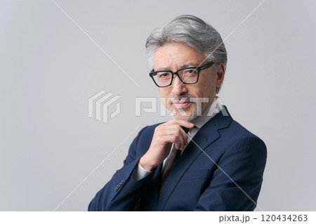 スーツを着た白髪の男性 120434263