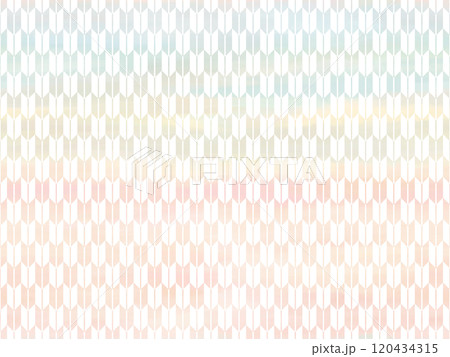 水色～ピンクのグラデーションのある矢羽根絣文様シームレス 120434315