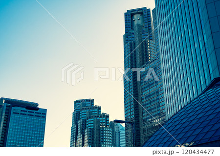 新宿副都心 議事堂通りの高層ビル群 2024.11　c-3 暖色寒色強調 120434477