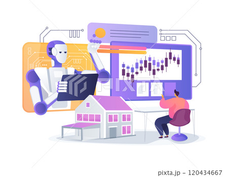 AI-Enhanced Market Analysis abstract concept vector illustration. 120434667