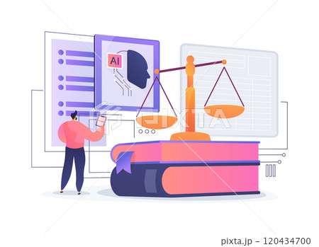 AI-Enhanced Legal Compliance abstract concept vector illustration. AI-Enhanced Legal Compliance abstract concept vector illustration. 120434700