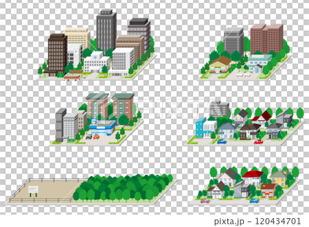 城市景觀的 3D 插圖。 120434701