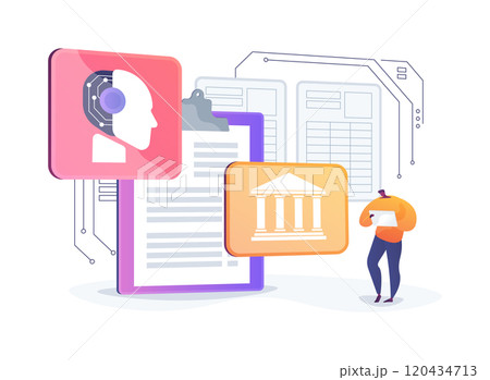 AI-Assisted Contract Analysis abstract concept vector illustration. AI-Assisted Contract Analysis abstract concept vector illustration. 120434713