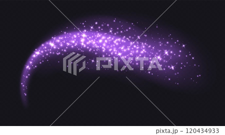 Purple magic cloud with sparkles, stardust sparkling decoration. Glowing glitter smoke trail. Purple magic cloud with sparkles, stardust sparkling decoration. Glowing glitter smoke trail. 120434933