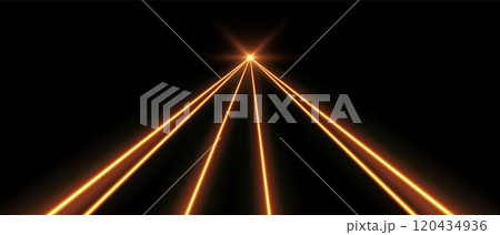 Orange laser beams, concert or nightclub spotlights light effect. 120434936