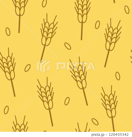 Monochrome seamless pattern of olive branches in engraving style. Hand-drawn vector illustration for design and decor. 120435342