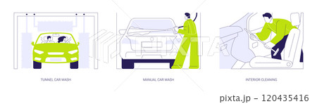 Car wash services abstract concept vector illustrations. Car wash services abstract concept vector illustrations. 120435416