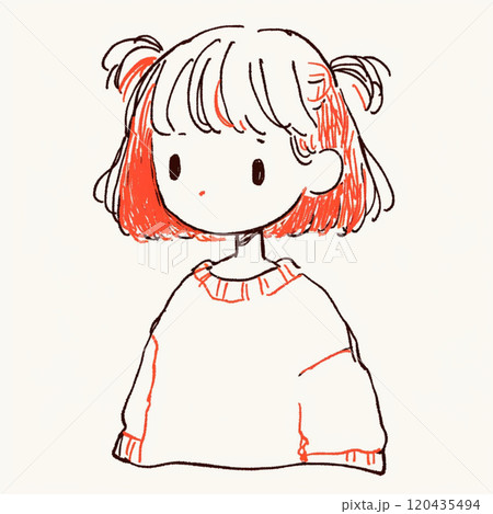 女の子の簡単なイラスト 120435494