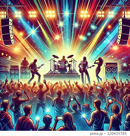 ステージで演奏する風景イラスト 120435785