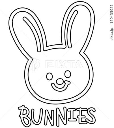 Bunny outline for animal, cartoon character, comic, mascot, cute patch, shirt print, plush toy, rabbit doll, zoo, souvenir shop, brooch, sticker, happy easter, kid colouring book, art, painting, icon 120435921