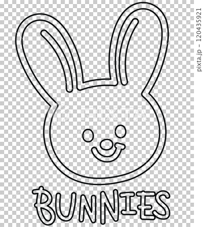 Bunny outline for animal, cartoon character, comic, mascot, cute patch, shirt print, plush toy, rabbit doll, zoo, souvenir shop, brooch, sticker, happy easter, kid colouring book, art, painting, icon 120435921